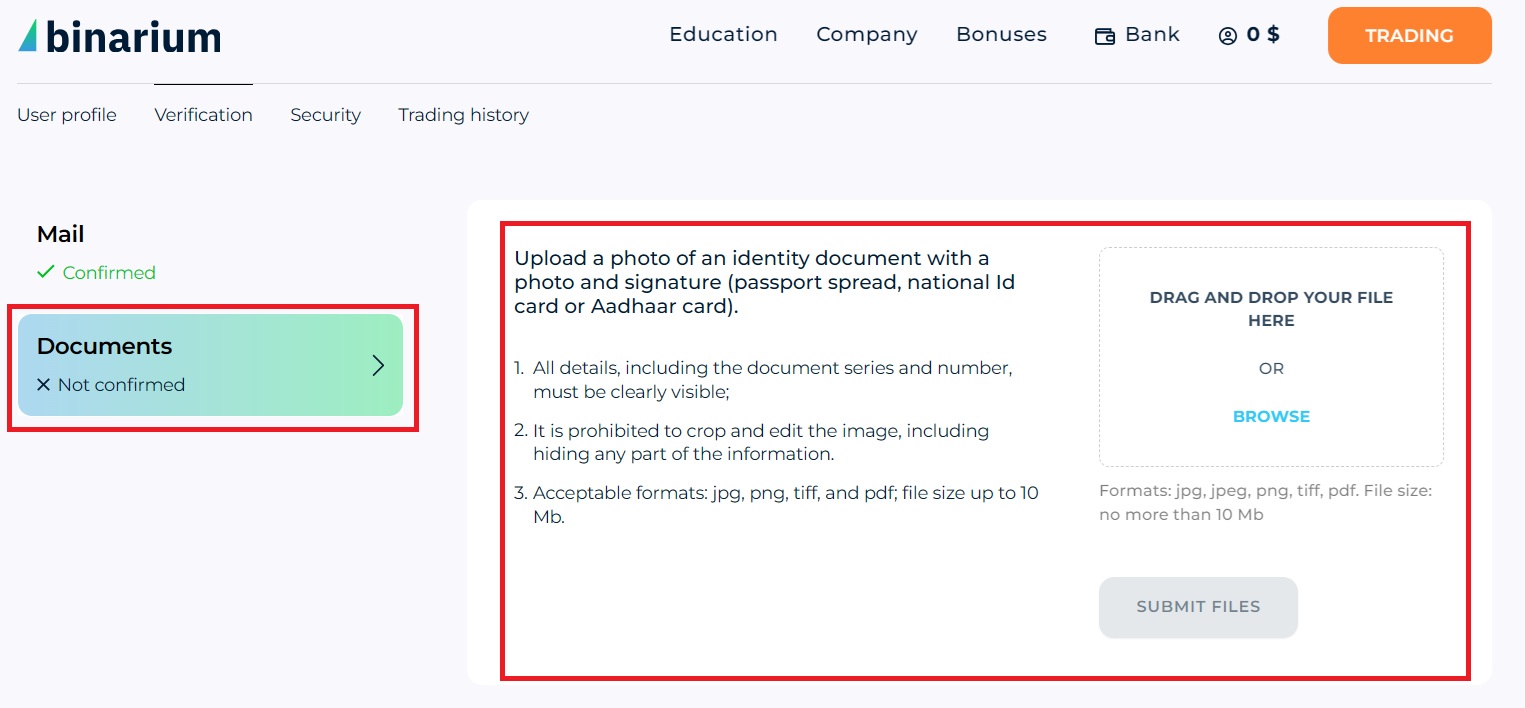 فرآیند تأیید حساب Binarium 2026: نحوه تکمیل KYC به راحتی
