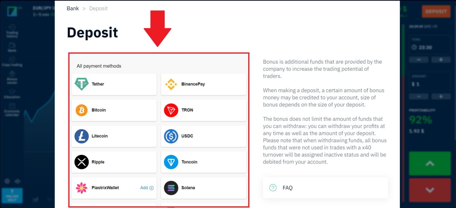 Tutorial de depósito Binarium 2026: processo de financiamento rápido e simples